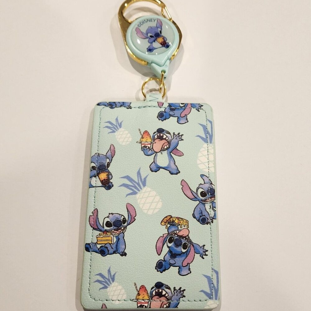 Loungefly Disney Lilo and Stitch Dessert Snack Retractable Lanyard ID Holder NEW